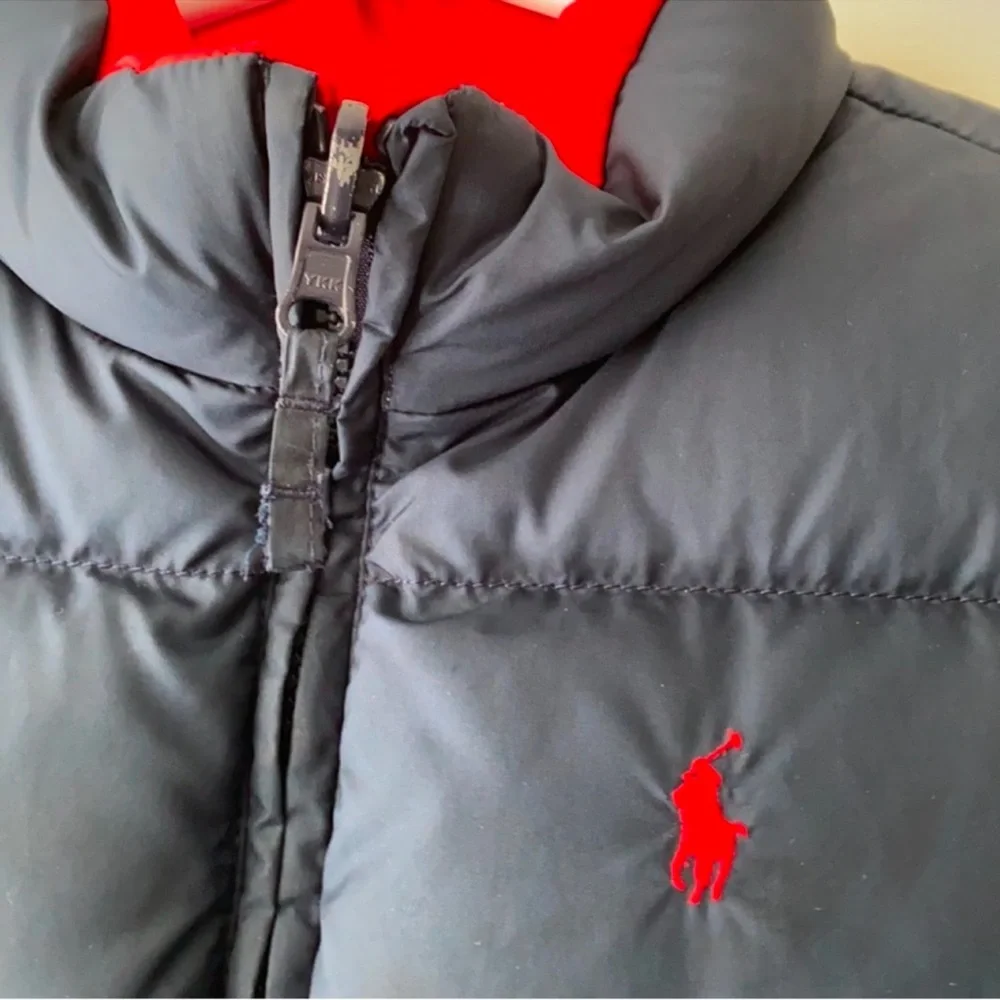 Authentic Ralph Lauren Polo designer signature boys reversible puffer vest sz 5
